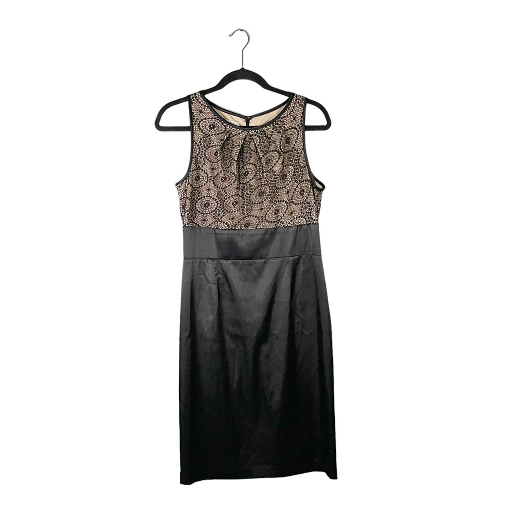 London Times Black Lace Accent Sleeveless Formal Wedding Guest Dress Size 10
